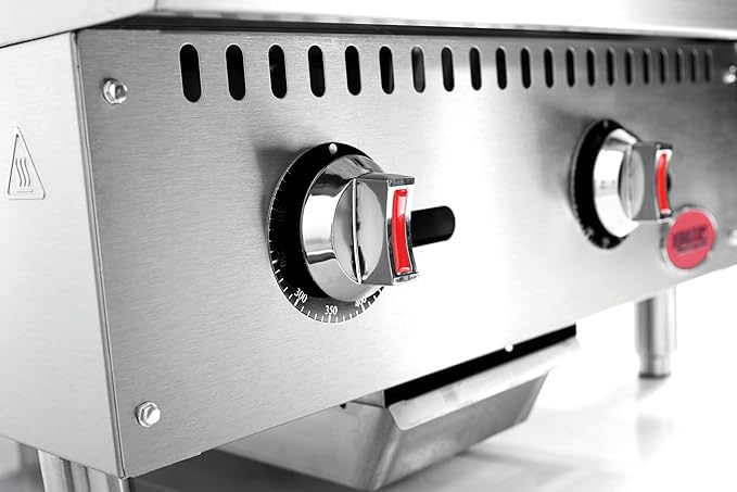 Kratos 24" Wide Commercial Restaurant Gas Countertop Griddle, Thermostatic Controls, 2 Burners, 60,000 BTU Output (29Y-007)