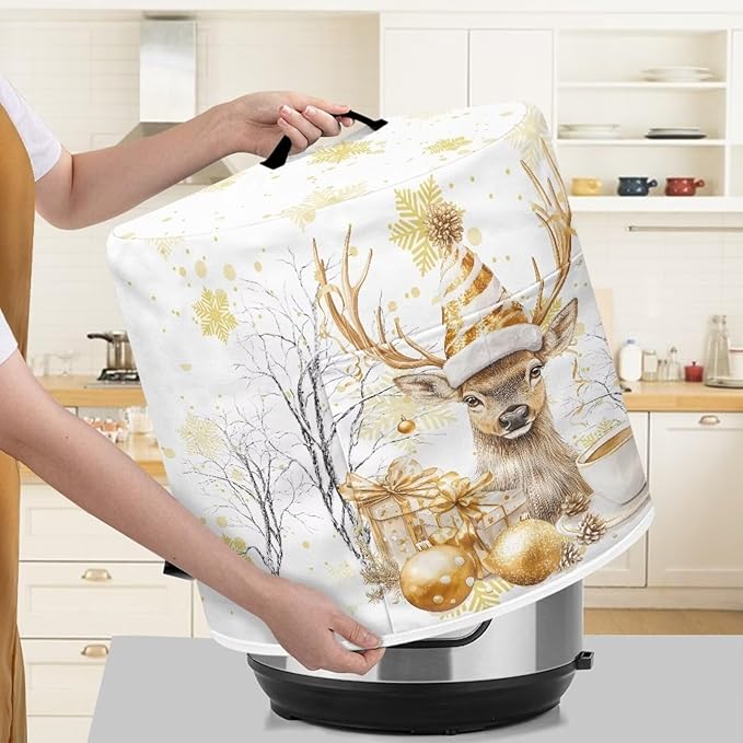Golden Elk Dust Cover for Kitchen Instant Pot Accessories Appliance Cover Quart Pressure Cooker Air Fryer Rice Cooker Kitchen Appliance Dust Covers with Storage Pockets Size S