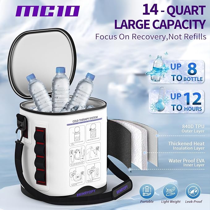 Cold Therapy Machine for Shoulder with Programmable Timer, Portable Ice Machine for Shoulder After Surgery, Lightweight Replacement Recovery System, Cryotherapy Pain Relief w/Compression Pad