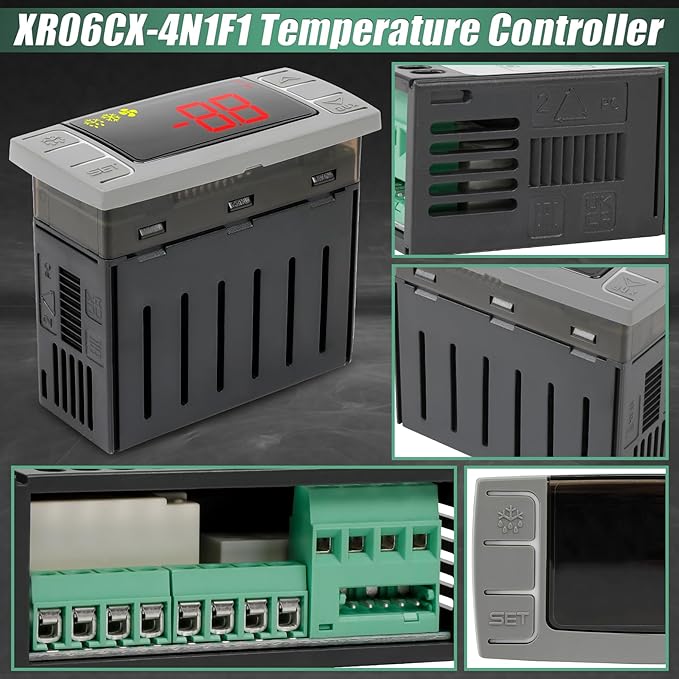 Replacement for Dixell XR06CX-4N1F1 Temperature Controllers, Ideal for 120V 50-60hz Commercial Refrigerators/Freezer,Programmable Digital Thermostat with Sensor Probe & Mounting Hardware