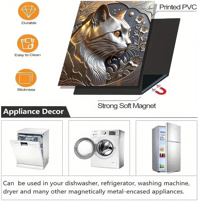 Metal Cat Dishwasher Cover Magnet Kitchen Decor 23x26 Inch Funny Cat Dishwasher Magnet Cover Front Door Panel Decal Sticker for Country Farmhouse Fridge Door Kitchen Decoration