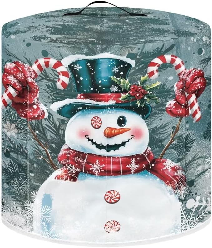 Kawaii Snowman Dust Cover for Kitchen Instant Pot Accessories Appliance Cover Quart Pressure Cooker Air Fryer Rice Cooker Kitchen Appliance Dust Covers with Storage Pockets Size L