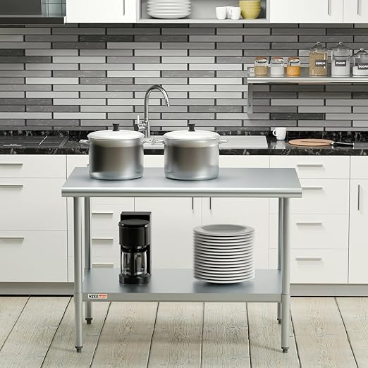 Stainless Steel Table for Prep & Work 30x60 inch, 5ft, Commercial Heavy Duty Table with Undershelf for Restaurant, Home, Hotel, Laundry Room,Garage,Workshops