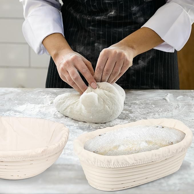 Pro Sourdough Starter Kit- 50oz Large Capacity Sourdough Starter Jar,17 Flavor Recipes,2 Bread Proofing Baskets,Food Scale,Bench Scraper,Bread Lame,Complete Sourdough Bread Baking Supplies