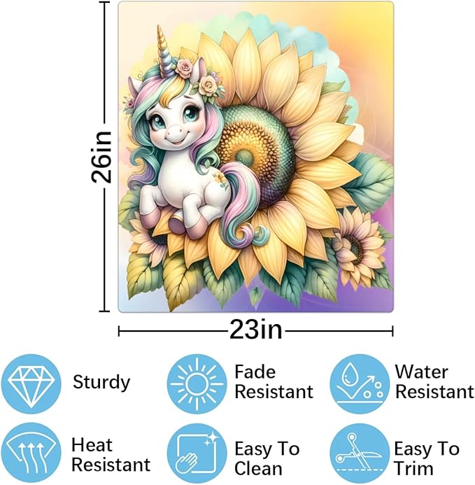 Sunflower Unicorn Dishwasher Magnet Cover for The Front Dishwasher Door Cover Panel Decals Magnetic Refrigerator Cover for Kitchen Farmhouse Home Decor 23 X 26 in