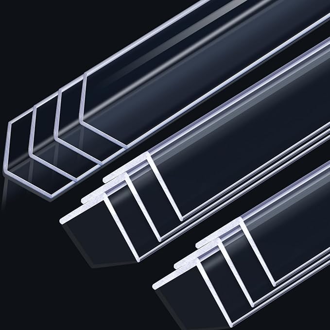 Sasylvia 10 Pcs Wall Corner Protector Guards, Vinyl 3/4 x 48 Inches Corner Trim Molding, Avoid Scratching Scuffs, Ease Install and Cleaning for Door Countertop Furniture Cabinet Protection, Clear