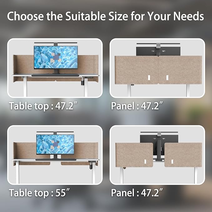 Desk Privacy Panel,2PCS L-Shaped Clamp-On Office Desk Divider,2-in-1 Adjustable Acoustic Desktop Partition Or Under Desk Modesty Screen,for Office,Home,Felt(Dark Camel, 47.2" x 17.7")
