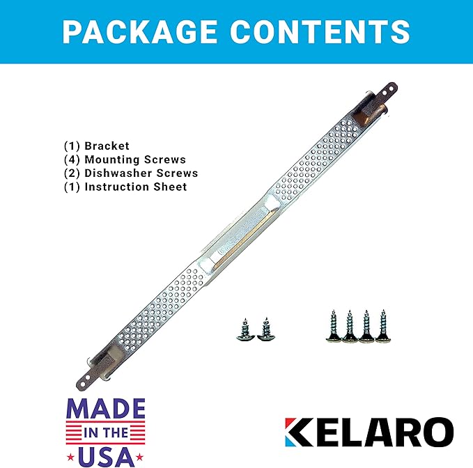 Kelaro Compact 18" EZ Dishwasher Mounting Bracket Kit for Granite and Quartz Countertops