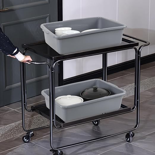 4 Packs 23 L Plastic Bus Tubs, Commercial Bus Box Bins, Gray