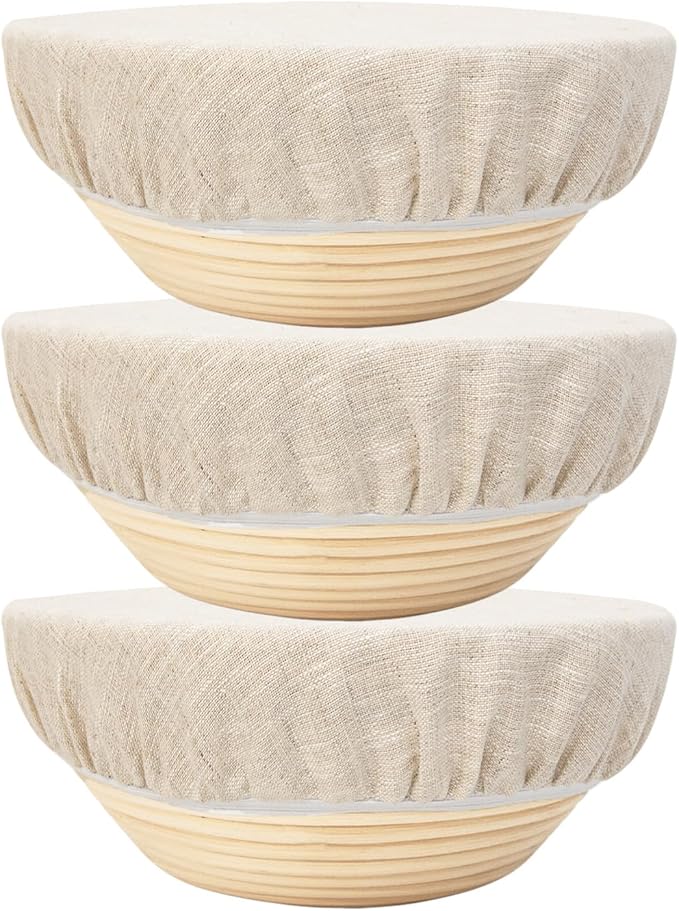 3 Pack 25CM 100% Reusable Bowl Covers for Bread Proofing,Sourdough Starter Jar Cover Cloth,100% Natural Organic Linen,Unbleached,Perfect for Bread Banneton Proofing Basket