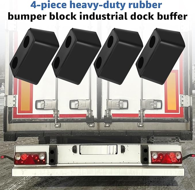 4-Pack Heavy Duty Rubber Bumper Blocks Industrial Dock Buffers – 6x3x3 Perfect for Truck Rear, Chassis, Flatbed Trailers, Reefer, Boat, Marinas & etc （4502-1276）