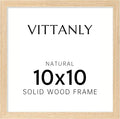 Vittanly 10x10 Picture Frame, Solid Wood Frame with Plexiglass, Includes 8x8 Mat, Wall Hanging or Tabletop for Photos, Home Decor, Natural, 1 Pack