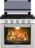 CAMPLUX Classic RV Stove Propane Range 21 Inches, Propane Oven with 3 Burners Cooktop for RV, RV Oven Stove Combo 28,100 BTU/Hr, Stainless Steel RGS21MSF