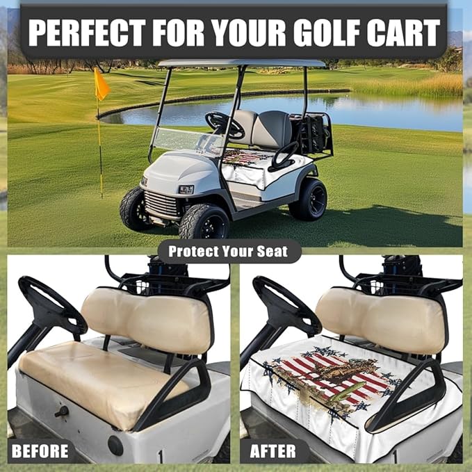 Golf Cart Seat Cushion Cover with Soft Towel Fabric and Waterproof Inner Layer, Designed to Protect Seats from Sweat, Dirt and Outdoor Wear