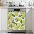 Magnetic Dishwasher Cover,Lemon Reusable Dishwasher Magnetic Cover Green Leaves Decorative Door Covers Panel for Home Kitcen 23" x 26"