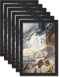 Engineered Wood 6x9 Picture Frame Set of 6, Black Frame for 6 x 9 Inch Picture Poster Photo, Light Weight 6 by 9 Frame with Wood-grain for Wall - 6 Pack/Black/6"x9"
