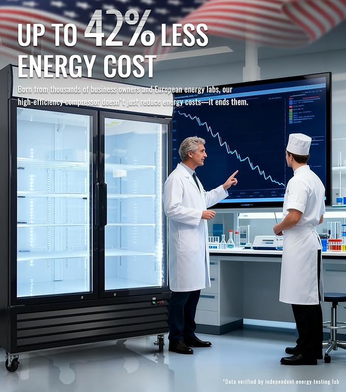 54" Commercial Merchandiser Freezer, 45.4 Cu.ft Commercial Display Freezer with 2 Glass Door, ETL Certified, -8 to -1℉, Auto Defrost, Interior LED Light, Good Choice for Supermarkets, Cafes, Stores