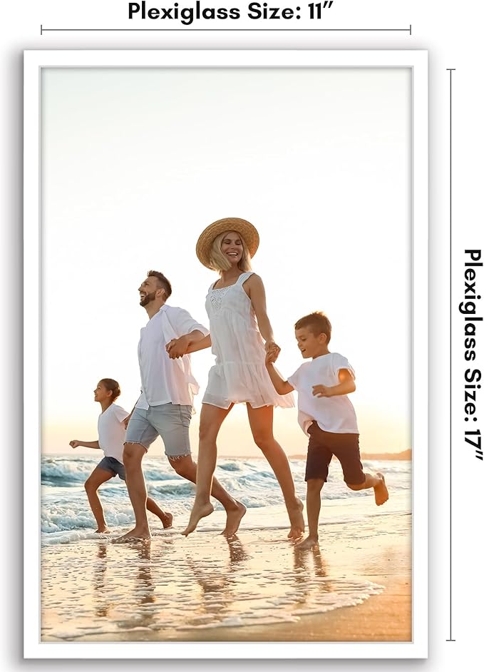 Americanflat 11x17 Picture Frame with Polished Plexiglass - Streamline Collection - Thin Border Picture Frame for Wall Display - Hanging Hardware Included - White