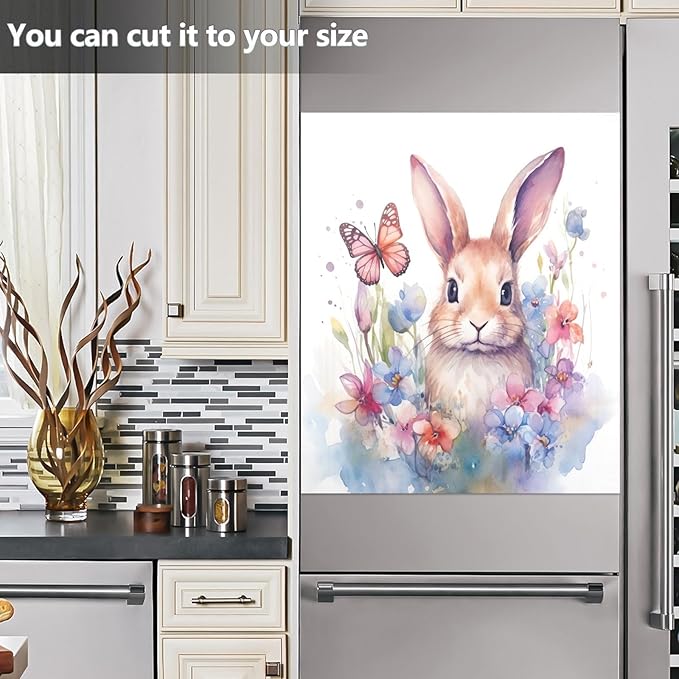 Dishwasher Magnet Cover, Easter Bunny Magnet Sticker Fridge Panel Decal for Home Kitchen Decor, 23x26 in