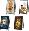 USCNC 4 PACK 24 x 36 Inch A Frame Sign Double-Sided Folding Sandwich Board Heavy Duty Slide-in Sidewalk Signboard for Outdoor Street Advertising Poster(Frame only，No white board)