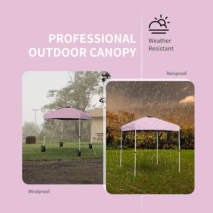 Tangkula Outdoor Pop-up Canopy Tent, 6.6 x 6.6 FT Height Adjustable Commercial Instant Canopy w/Portable Roller Bag, 4 Weight Bags, Outdoor Camping Sun Shelter for Camping, Party