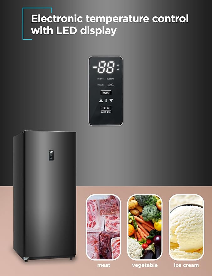 BLACK+DECKER 17 Cu. Ft. Convertible Freezer Refrigerator, Upright Freezer with Glass Shelves, ENERGY STAR rated, Frost Free, BUC1700XB, Black