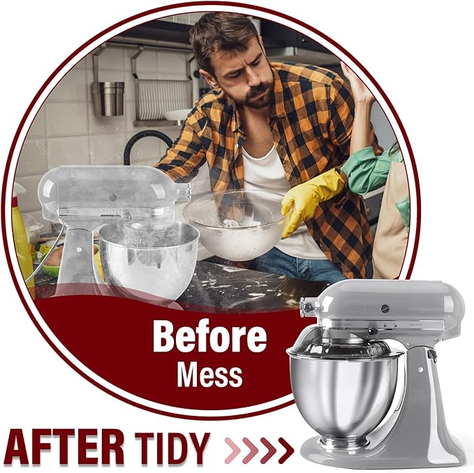 Pouring Shield for KitchenAid Tilt Head 4.5-5QT Stainless Steel (Only),Safety Pouring Shield,Splatter Guard for kitchenaid mixer bowl,Kitchen Aid Stand Mixers (Transparent Grey, for 4.5-5 QT)