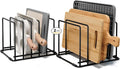 2-Pack Baking Sheet Organizer Rack – 5-Slot Bakeware & Cookie Tray Holder for Kitchen Cabinet or Countertop, Stainless Steel Cutting Board Rack with Rust-Resistant Frame & Anti-Slip Feet