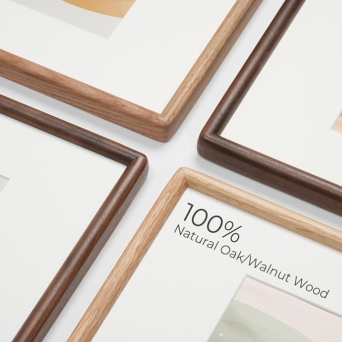 Axeman 22x28 Oak Frame - Rounded Corner 22 x 28 Poster Frame Matted to 18x24 - Natural Oak Wood Picture Frame with Tempered Glass Wall Mount Display