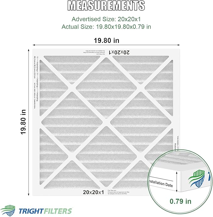 20x20x1 Air Filter 2 Pack, Durable MERV 8 Pleated Home HVAC AC Furnace Filters, Lightweight Compact Air Conditioner Filter Replacement