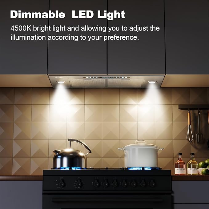 HisoHu Insert Range Hood 36 Inch, 900 CFM with Ducted Convertible Ductless (Kit Included), 4 Speed Gesture Sensing&Touch Control Panel, Stainless Steel Kitchen Vent (36 Inch)
