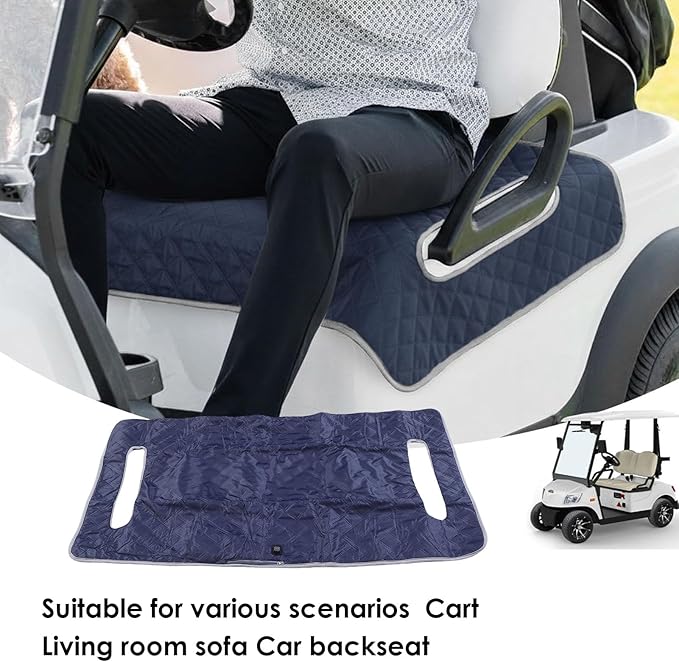 Heated Golf Cart Seat Cover, 51.97x31.50in Winter Golf Cart Seat Warmer Towel Blanket for 2 Person Seats Clubs Car Golf Cart Accessories, USB Type C 4 Zone Heating Washable