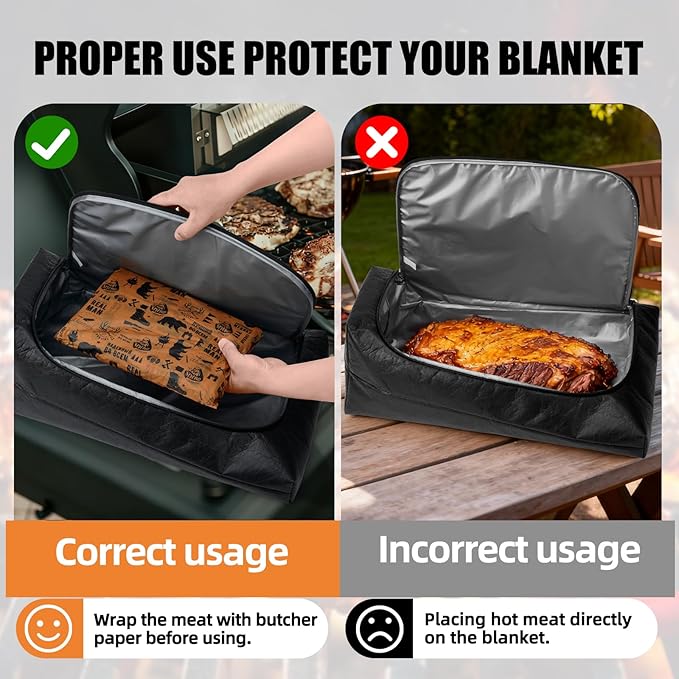 270° Opening BBQ Blanket for Resting Meat, Valentines Day Gift Meat Resting Bag, Leak-Proof Smoker Accessories, Grilling Gift for Pork/Turkey/Brisket - Anniversary Birthday Gift for Men Him Dad