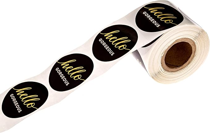 Hello Gorgeous Stickers / 250 Small Business Labels / 1.5" Order Package Envelope Seals/Elegant Gold Foil Sticker/Made in The USA