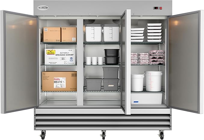 KoolMore 82" 3 Door Stainless Steel Upright Commercial Reach-in Freezer - 72 cu. ft, Model:RIF-3D-SS