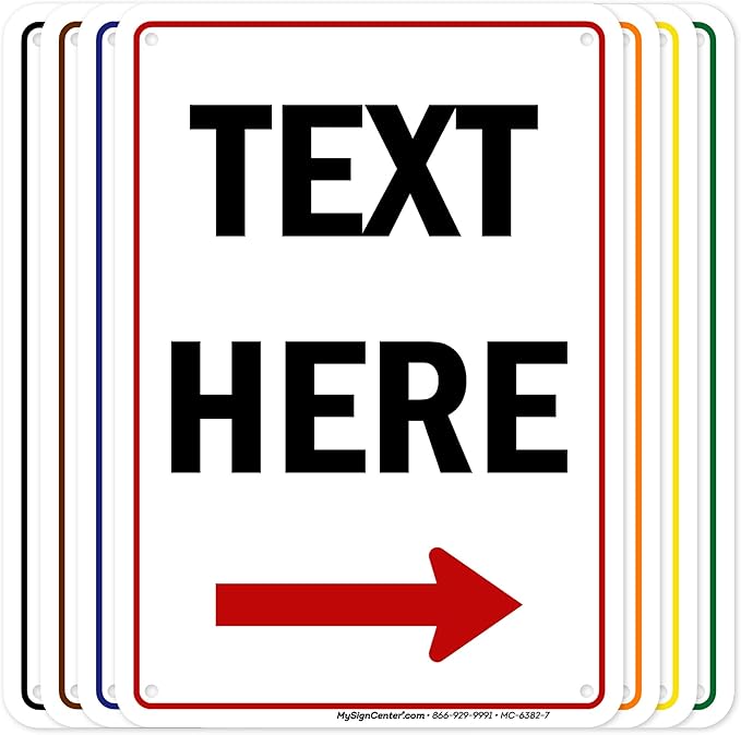 Custom Arrow,Custom Directional Sign, Right Arrow, 7x10 Inches, 55 mil thick HDPE (high density polyethylene) Made in USA by My Sign Center
