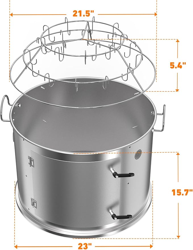 only fire Stainless Steel Grill Cooking Smoking Attachment, Charcoal, Rib Hanging System for Weber 22 inch Kettle Grills - Turns Your Kettle into Smoker