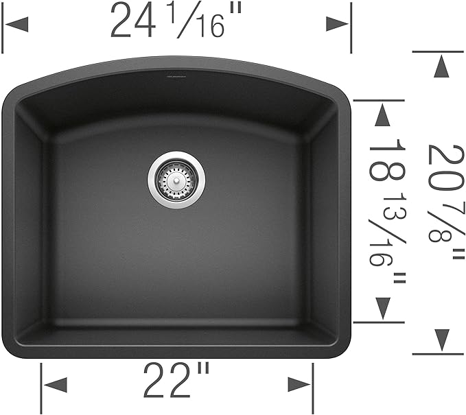 BLANCO, Anthracite 440174 DIAMOND SILGRANIT Single Bowl Undermount Kitchen Sink
