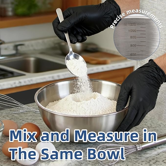 3-Piece Stainless Steel Mixing Bowls (8.26") Metal Bowl Set with Measurement Marks, Dishwasher Safe & Stackable - Perfect for Baking, Salad Making, Meal Prep