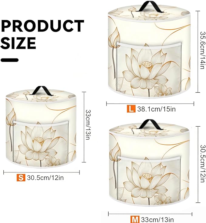 Rice Cooker Cover, Dust Cover for Kitchen Appliances with Handle and Storage Pocket, Easy to Clean Kitchen Decor Gift, Fits 3-6-8 Quart Instant Pot, Slow Cooker and Air Fryer