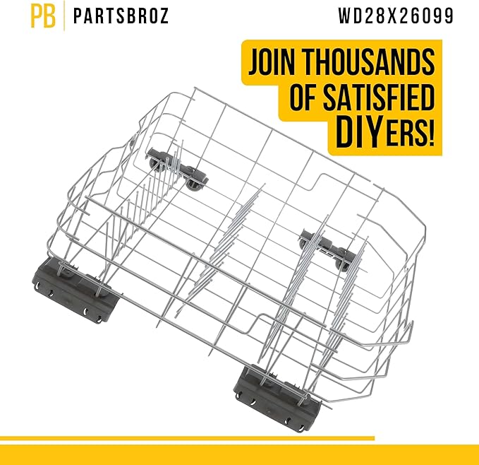 PartsBroz WD28X26099 Lower Dishrack Assembly - Compatible With General Electric Hotpoint Dishwasher - Replaces WD28X34744 AP6980564 PS12743260 WD28X21717 WD28X22506 WD28X24396 WD28X24478 WD28X25959