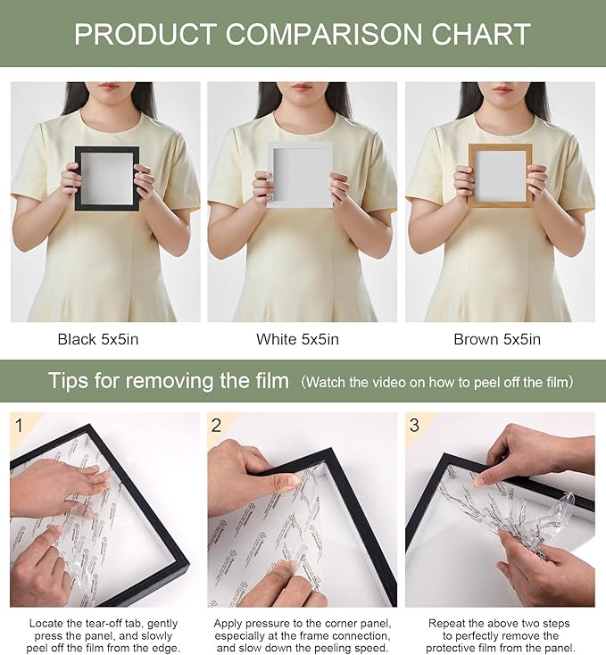 5x5 Mini Shadow Box Display Case Picture Frame with Soft Linen Back,Small Deep White Shadow Box 5x5 for Flowers Medal Display Case Jersey pet Graduation Memorabilia Baby Ltems Crafts Photos