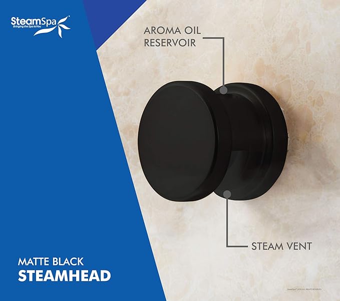 STEAMSPA 12kW Steam Sauna Generator Sentry Series 240V Steam Generator with Touch Screen, Steamhead, Built-in Steam Shower Auto Drain, ACU Quickstart Steam Bath Generator (Black)