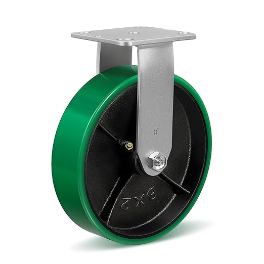 8 Inch Caster Heavy Duty-1500 lbs Each, Polyurethane Wheel on Steel, Plate Caster for Carts Pallet Trucks Industrial Equipment(1 Pack Rigid)