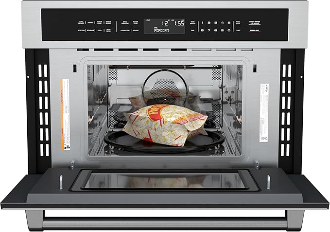 KoolMore Reserve 30 in. 1.6 cu. ft. Built-in Convection Microwave Oven with Air Fryer, 10 Power Levels, Sensor Cooking, Bake, Roast, Broil, Defrost, 1750 Watts, UL Certified in Black Stainless-Steel