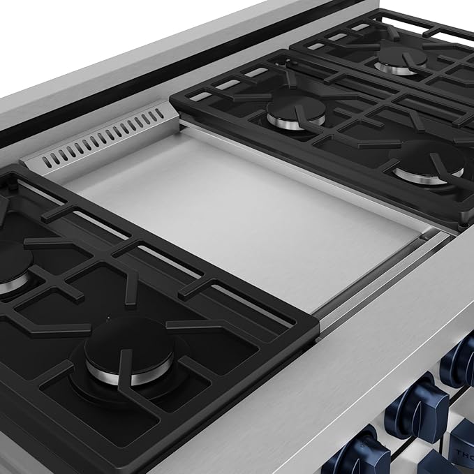 Gordon Ramsay by THOR Kitchen 48 Inch Professional Liquid Propane Range with Tilt Panel Touch Control in Stainless Steel/Navy Blue