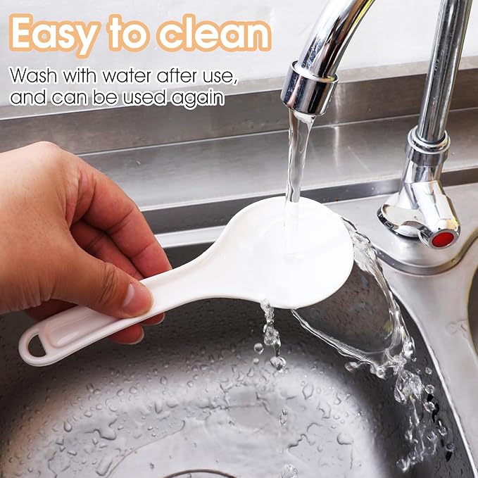 Giantree 2 Pcs Plastic Rice Paddle, 7.7 Inch Non-Stick White Rice Spoon Scooper for Cookers