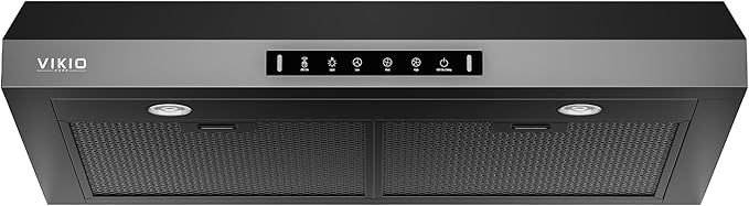 Range Hood 30 Inch Under Cabinet, 900CFM Stainless Steel Kitchen Stove Vent Hood, Touch/Gesture Control, 3 Speed Exhaust Fan, LED Lights, Reusable 5-Layer Aluminum Filters, Black
