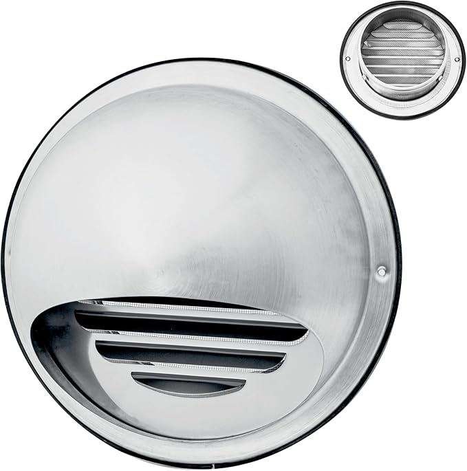 Fits 6" Neck Dryer Duct | Stainless Steel Round Exhaust Air Dryer Vent Cover Hood with Rubber Seal - Rust-Resistant, Weatherproof and Efficient Airflow Exterior Wall Outlet Duct Ventilation Grille