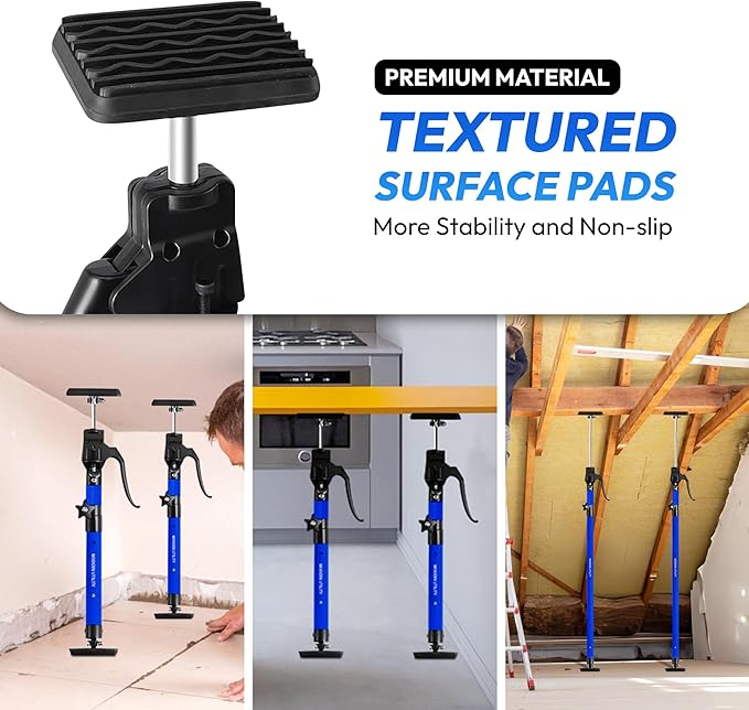 Adjustable Cabinet Jacks for Installing Cabinets (14.2-23.2 Inches 2 Pack) Heavy Duty 200 lb Metal Quick Support Rod & Third Hand Support System with Swivel Non-Slip Pads for Drywall and Ceilings.